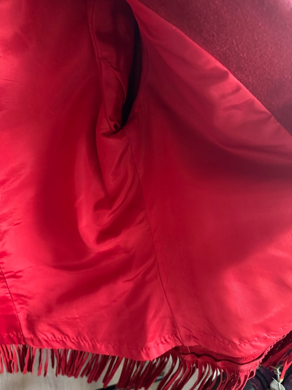 Neiman Marcus Red Suede Fringe Jacket - Picture 8 of 10
